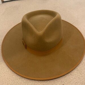 Tan Wide Brim Fedora Hat